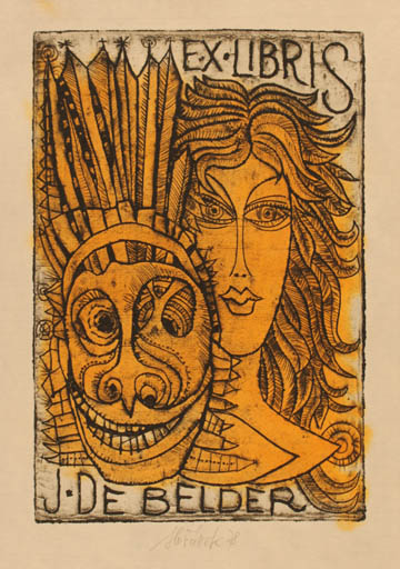 Exlibris by Jaroslav Horanek from Czech Republic for Josef De Belder - Portrait 