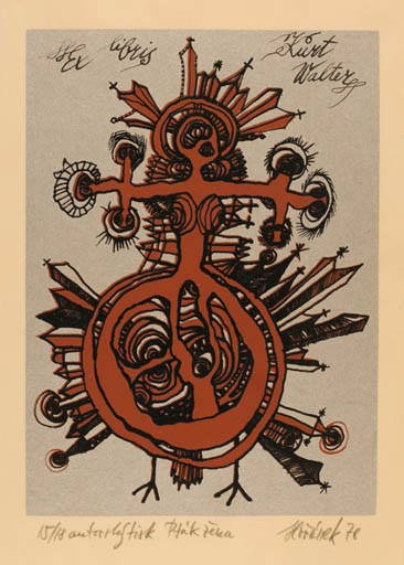 Exlibris by Jaroslav Horanek from Czech Republic for Kurt Walter - Abstract 