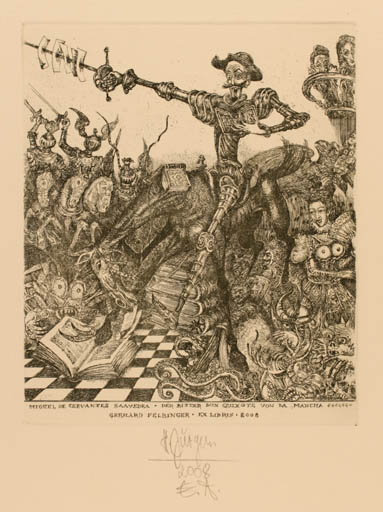 Exlibris by Harry Jürgens from Germany for Gerhard Felbinger - Don Quijote 