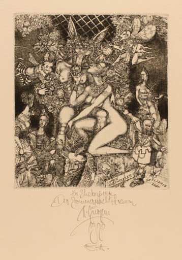 Exlibris by Harry Jürgens from Germany for Lotte Hausweiler - Theater/Cirkus 