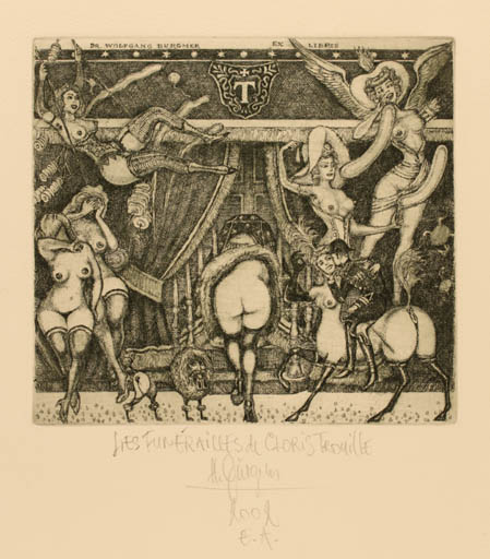 Exlibris by Harry Jürgens from Germany for Wolfgang Burgmer - Erotica 