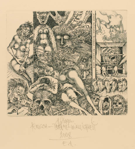 Exlibris by Harry Jürgens from Germany for Steffi Blüschke-Russbild - Erotica Surrealism 