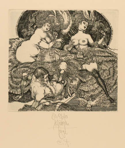 Exlibris by Harry Jürgens from Germany for Ichigoro Uchida - Erotica 