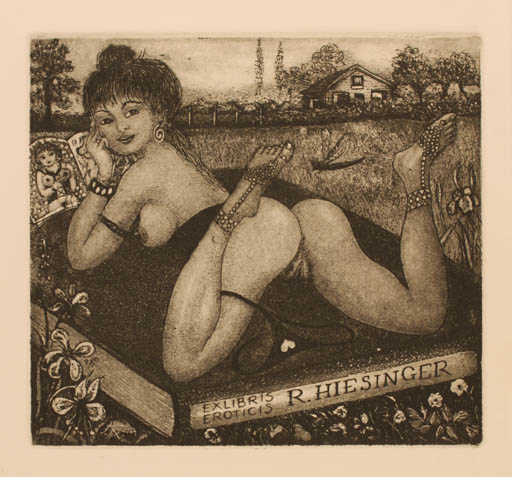 Exlibris by Patricia Nik-Dad from France for R Heisinger - Erotica Nude 