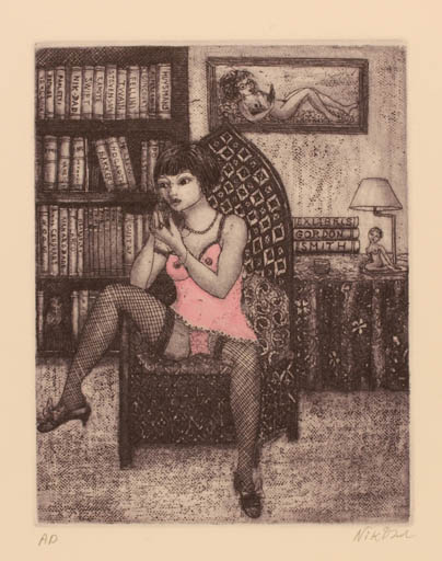 Exlibris by Patricia Nik-Dad from France for Gordon P. Smith - Interior Erotica Woman 