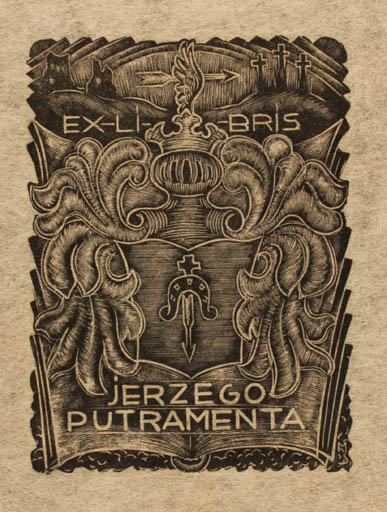 Exlibris by Stefan Mrozewski from Poland for Jerzego Putramenta - Heraldry 