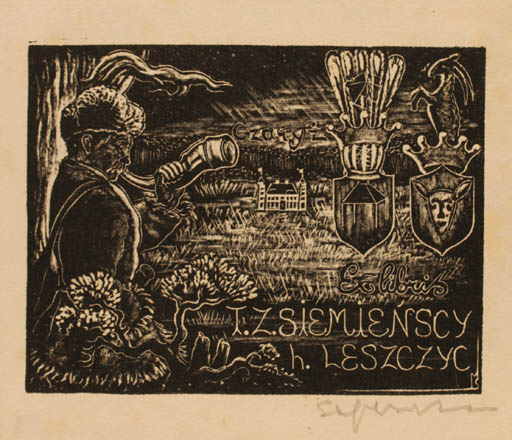 Exlibris by Stefan Mrozewski from Poland for I.Z. Siemienscy - Scenery/Landscape Man 