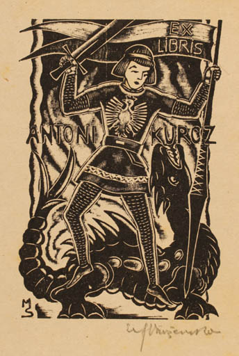 Exlibris by Stefan Mrozewski from Poland for Antoni Kürcz - Sct.G. and the Dragon 