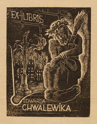 Exlibris by Stefan Mrozewski from Poland for Edwarda Chwalewika - Religion 