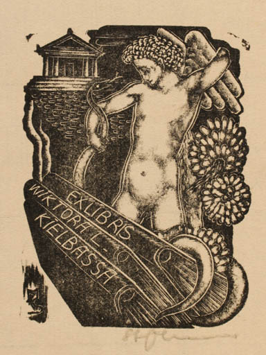 Exlibris by Stefan Mrozewski from Poland for Wiktora L Kielbassa - Child 