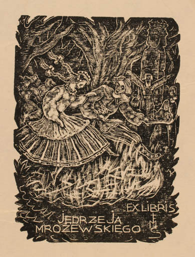 Exlibris by Stefan Mrozewski from Poland for Jedrzeja Mrozewskiego - Dancing 