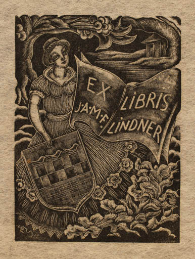 Exlibris by Stefan Mrozewski from Poland for J.A.M.F. Lindner - Woman 