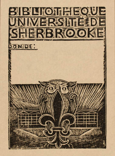 Exlibris by Stefan Mrozewski from Poland for Universite De Sherbrooke Bibliotheque - Bird Owl 