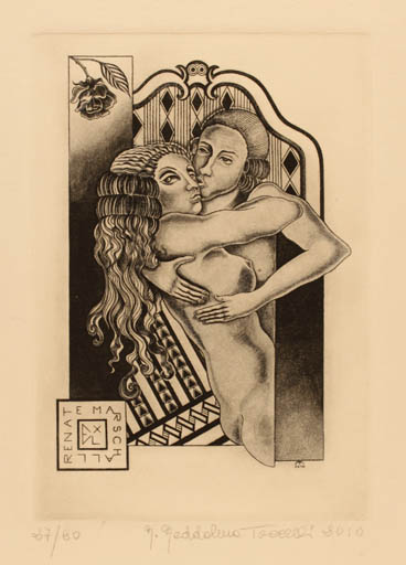 Exlibris by Maria Maddalena Tuccelli from Italy for Renate Marschall - Erotica 