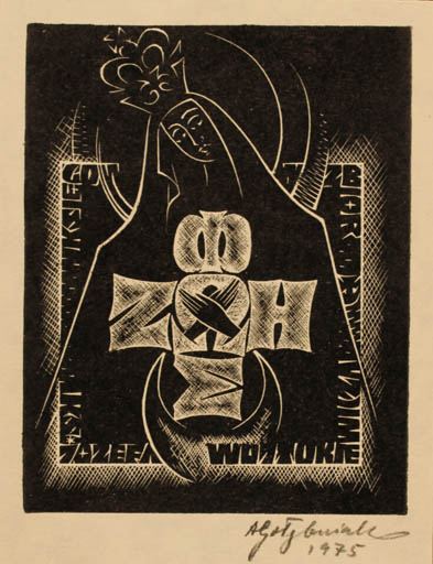 Exlibris by Antoni Golebniak from Poland for ? ? - Madonna 