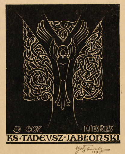 Exlibris by Antoni Golebniak from Poland for Tadevsz Jablonski - Angel Ornament 