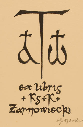 Exlibris by Antoni Golebniak from Poland for Andrzej Zarnowiecki - Text/Writing 