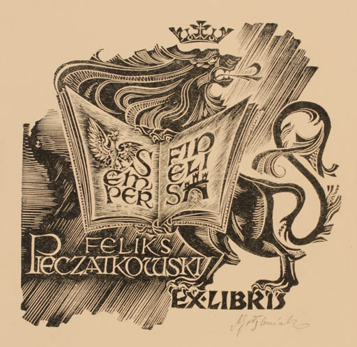 Exlibris by Antoni Golebniak from Poland for Feliks Pieczatkowsij - Book 