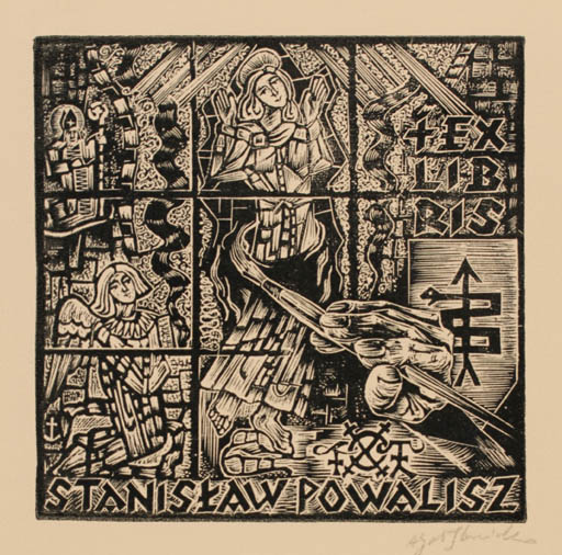 Exlibris by Antoni Golebniak from Poland for Stanislaw Powlisz - Religion 