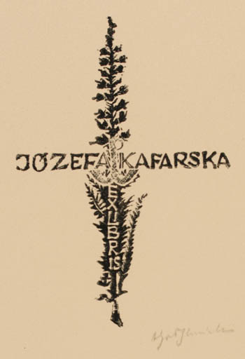 Exlibris by Antoni Golebniak from Poland for Jozefa Kafarska - Flower 