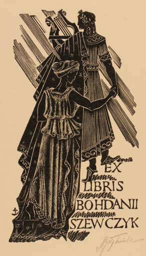 Exlibris by Antoni Golebniak from Poland for Bohdanii Szewczyk - Music Romance 