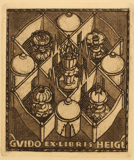 Exlibris by Bartholomäus Stefferl from Austria for Guido Heigl - Architecture 