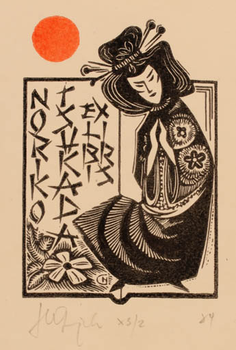 Exlibris by Henryk Grajek from Poland for Noriko Tsukad - Woman 