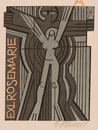 Exlibris by Miroslav Houra from Czechoslovakia for ? Rosemarie - Abstract 