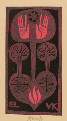 Exlibris by Miroslav Houra from Czechoslovakia for ? ? - Hand(s) 