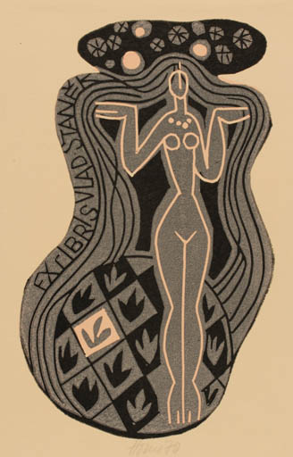 Exlibris by Miroslav Houra from Czechoslovakia for Vladimir Stanék - Woman 