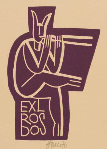 Exlibris by Miroslav Houra from Czechoslovakia for Ros Dos - Music Pan/Faun 