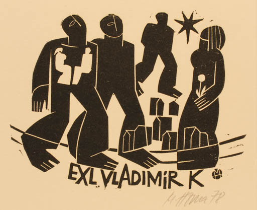 Exlibris by Miroslav Houra from Czechoslovakia for Vladimir K - Group 