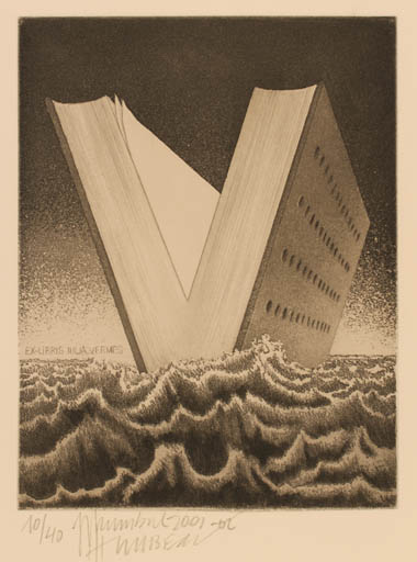 Exlibris by J.P. Humbert from Czechoslovakia for Julia Vermes - Book Maritime 