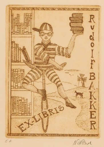 Exlibris by Patricia Nik-Dad from France for Rudolf Bakker - Child Book Mill 