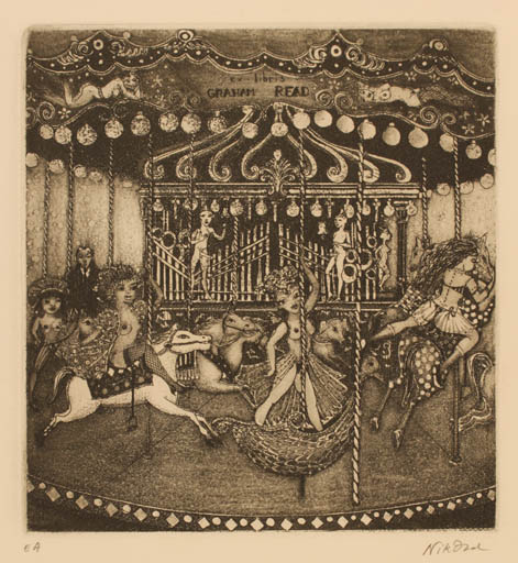 Exlibris by Patricia Nik-Dad from France for Graham J.H. Read - Erotica Theater/Cirkus 