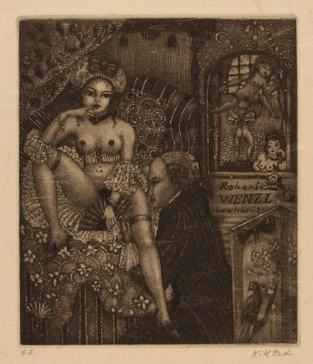 Exlibris by Patricia Nik-Dad from France for Robert Wenzl - Erotica 