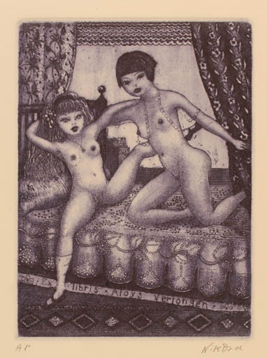 Exlibris by Patricia Nik-Dad from France for Aloys Vertongen - Erotica 