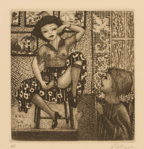 Exlibris by Patricia Nik-Dad from France for Gordon P. Smith - Erotica 