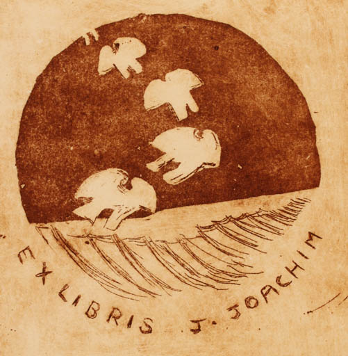 Exlibris by Josef Salomon from Denmark for J Joachim - Bird 