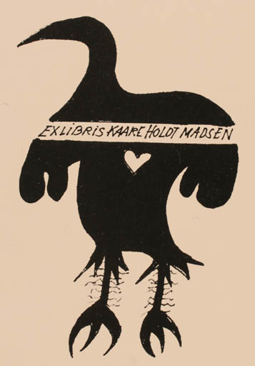 Exlibris by Erik Skjoldborg from Denmark for Kaare Holdt Madsen - Bird 