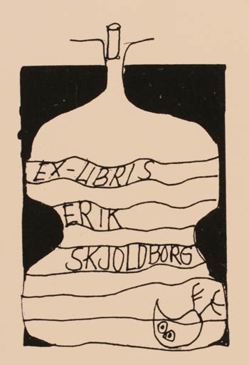 Exlibris by Erik Skjoldborg from Denmark for Erik Skjoldborg - Bird Wine 