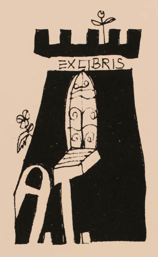 Exlibris by Erik Skjoldborg from Denmark for ? ? - Flower 