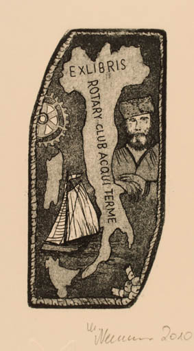 Exlibris by Marlene Neumann from Germany for ? Rotary Club Acqui Terme (II) - Maritime Ship/Boat 