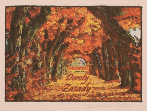 Exlibris by Agnieszka Lipska from Poland for Doroty Zasady - Forest 