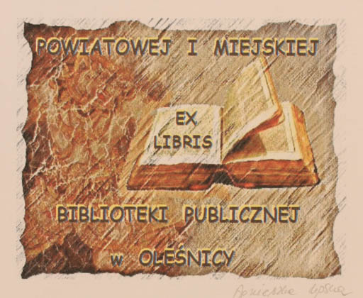 Exlibris by Agnieszka Lipska from Poland for W. Olesnicy Biblioteki Publicznej - Book 