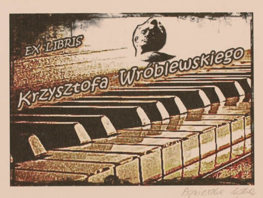 Exlibris by Agnieszka Lipska from Poland for Krzysztofa Wroblewskiego - Music 