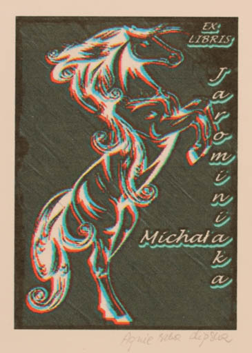 Exlibris by Agnieszka Lipska from Poland for Michala Jarominiaka - Horse 