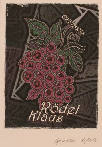 Exlibris by Agnieszka Lipska from Poland for Klaus Rödel - Fruit Wine 