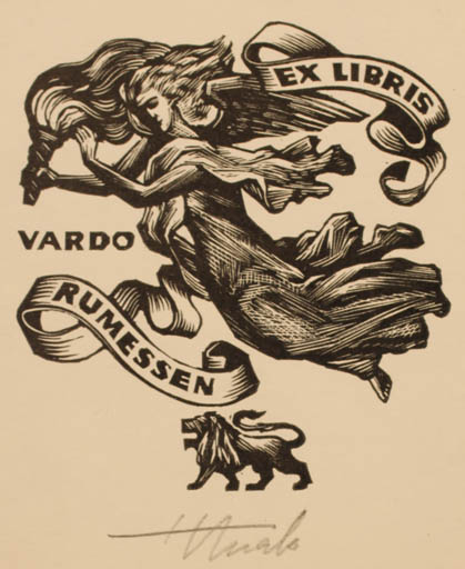 Exlibris by Henno Arrak from Estonia for Vardo Rumessen - Woman 