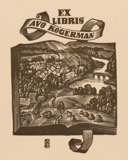 Exlibris by Henno Arrak from Estonia for vo Kogerman - Book City Scenery/Landscape 